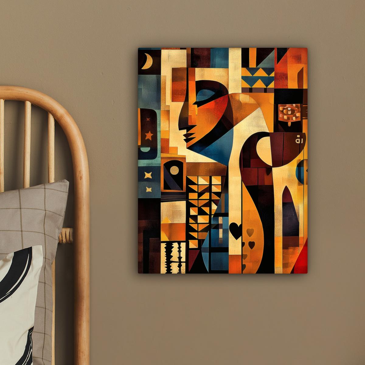 LEINWANDBILD Figuren - Abstrakt - Symbole Room Decor 30x40 cm - Terracotta, Textil (30/40cm) - MuchoWow