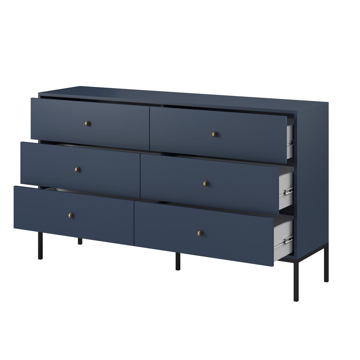 SIDEBOARD MONDO 154/89/39 cm mit 6 Schubladen Blau - Blau, Holzwerkstoff (154/89/39cm) - MASSENO