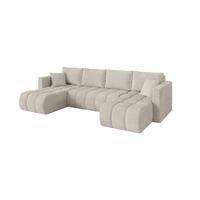 WOHNLANDSCHAFT mit Schlaffunktion und Bettkasten GARD-U 300x146x85 Creme Cord - Ecru/Creme, Holzwerkstoff/Kunststoff (300/85/146cm) - ALTDECOR