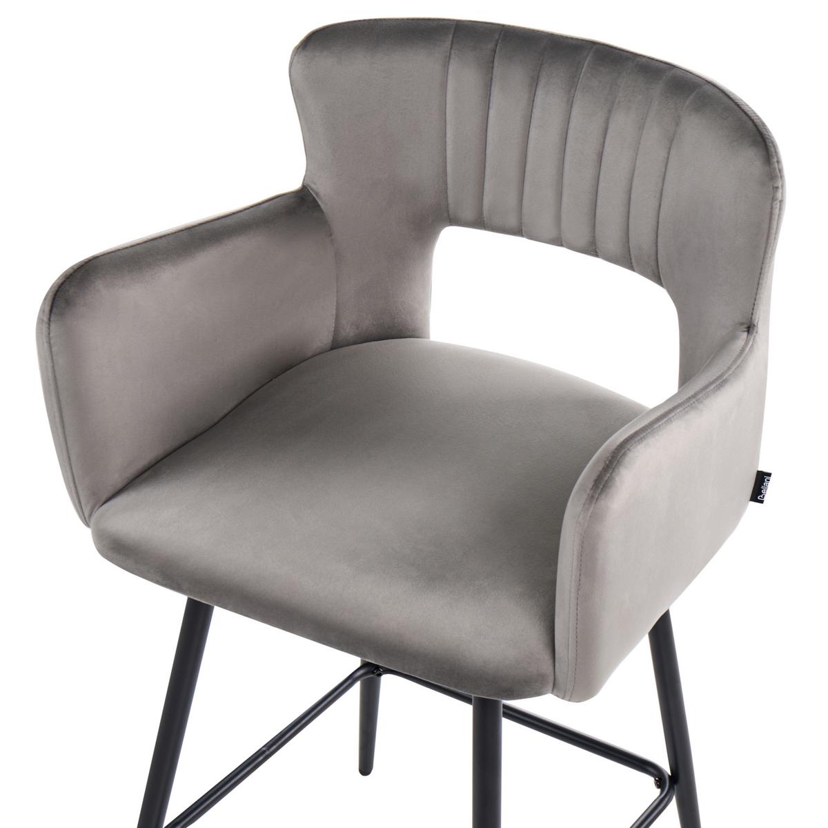BARSTUHL 2er-Set Samtstoff Hellgrau Sanilac - Hellgrau, Textil (53/94/51cm) - Beliani