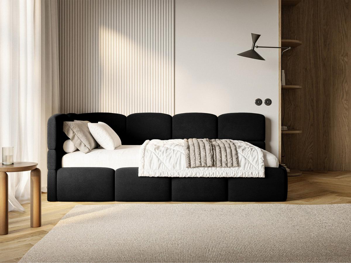 JUGENDBETT Cloudy Schwarz 120 cm, Easy-Clean-Velours - Schwarz, Kunststoff/Textil (120/200cm) - Selsey