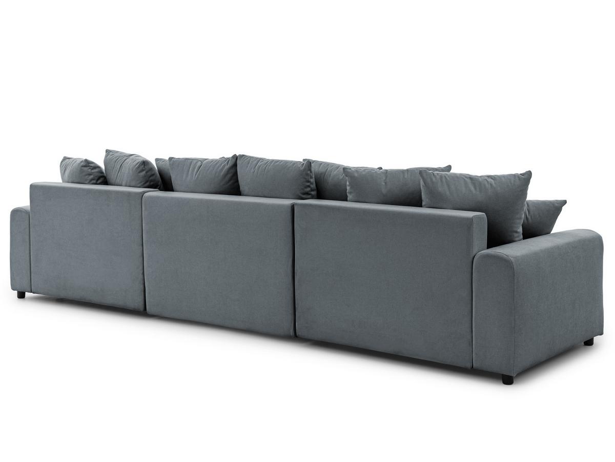 WOHNLANDSCHAFT Calma mit Schlaffunktion und Bettkasten im Bumpy-Design aus weichem Dunkelgrau Webstoff - Dunkelgrau/Schwarz, Holz/Textil (336/88/140cm) - S-Style