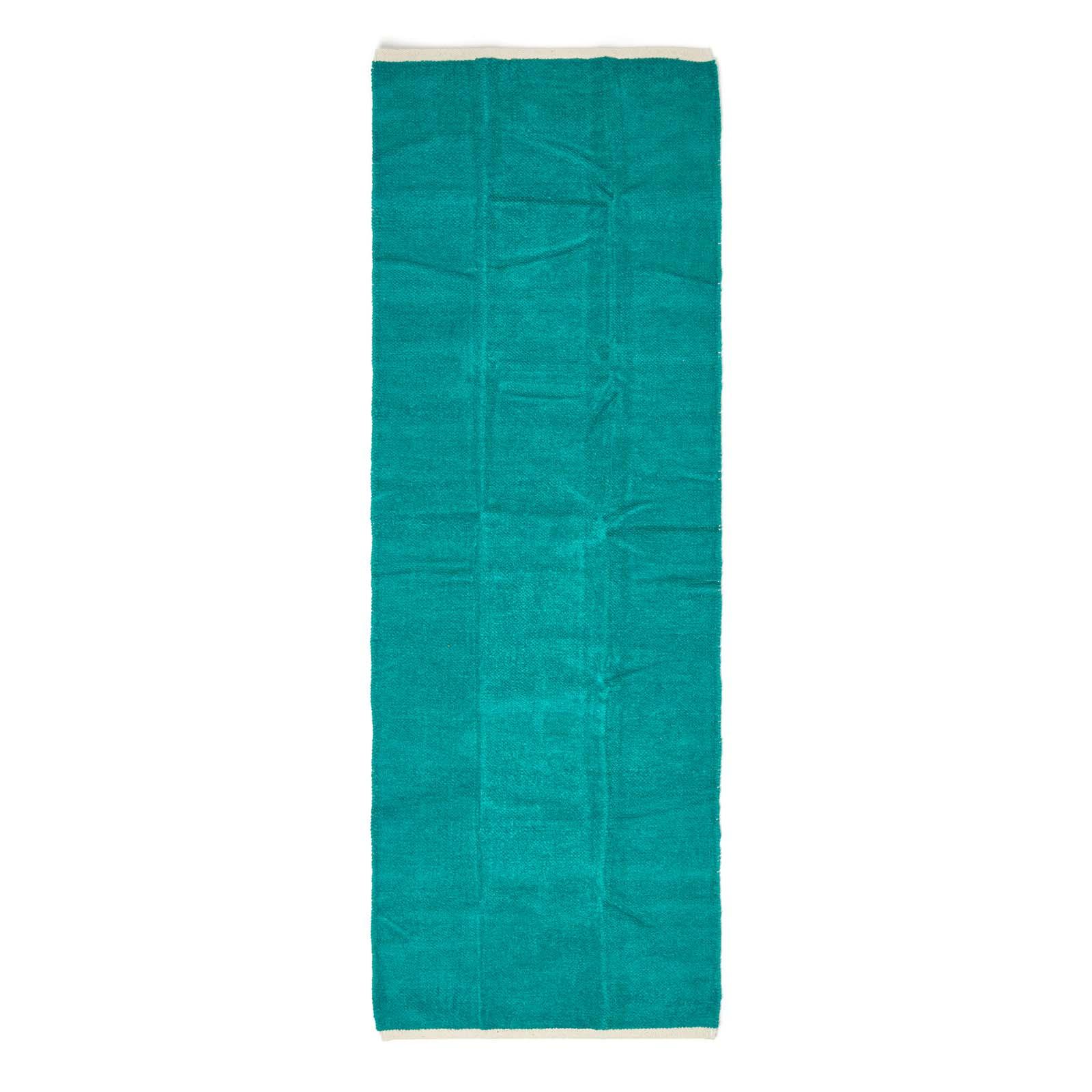 HANDWEBTEPPICH-LÄUFER Chenille 66/200 cm - Petrol, Textil (66/200cm) - Homescapes