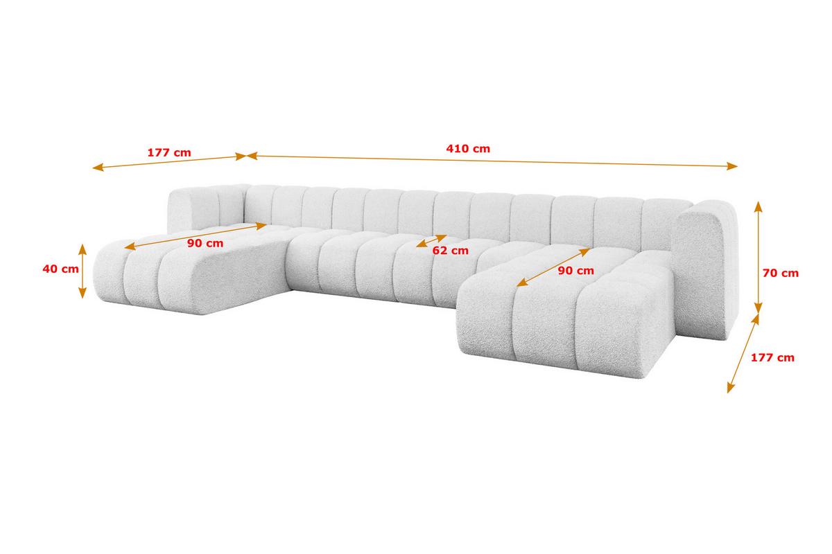 WOHNLANDSCHAFT modulares Sofa Joren-U2 - 410x177x70 cm Weiß - Weiß, Holzwerkstoff/Textil (410/70/177cm) - ALTDECOR