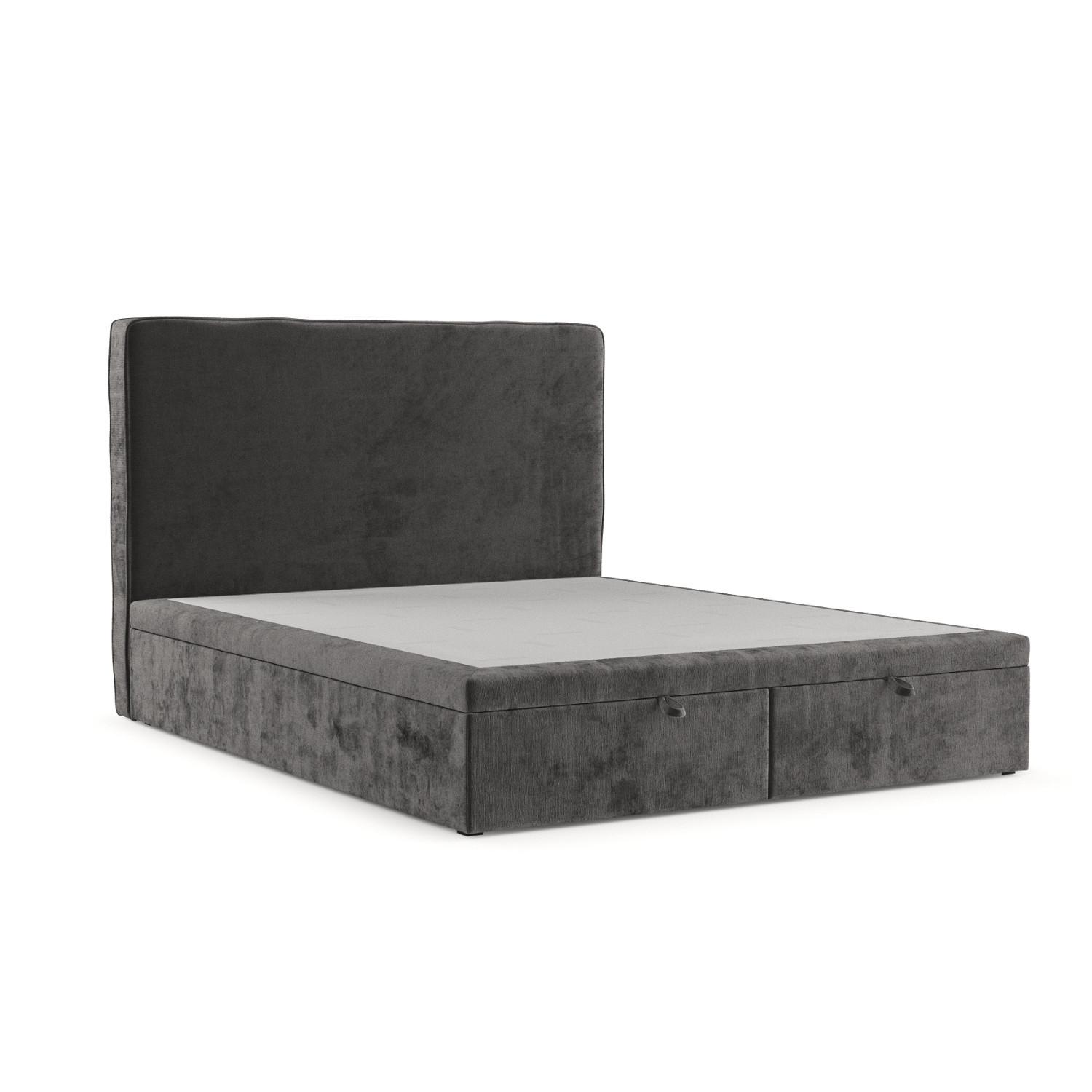 POLSTERBETT Hush mit Stauraum 180/200 cm Stahl im Lotta Stoff - Graphitfarben/Schwarz, Holz/Holzwerkstoff (180/200cm) - AltaBeds