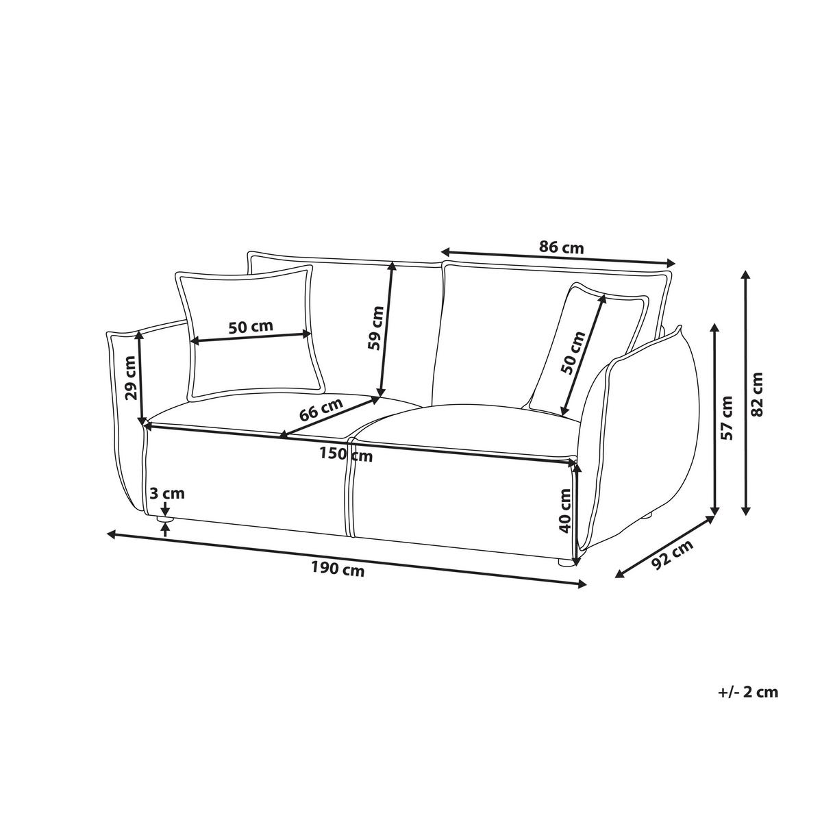 3-SITZER-SOFA Stoff Taupe Kunes - Taupe, Textil (190/82/92cm) - Beliani