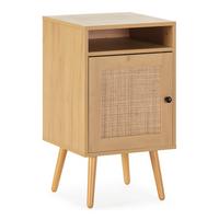 NACHTTISCH Bella 1 Tür in Eichenfarbe, natürliches Rattan - Eichefarben, Holz/Holzwerkstoff (40/70/39cm) - VS Venta-stock