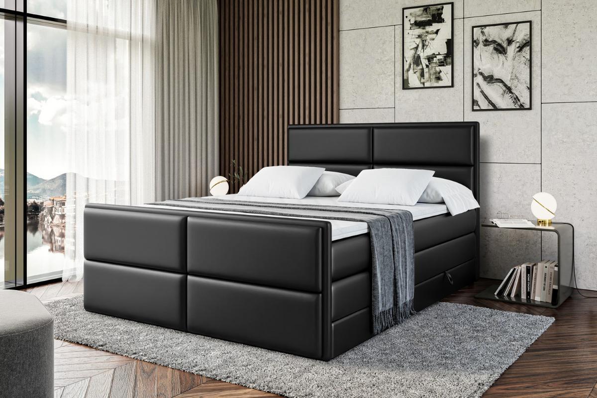 BOXSPRINGBETT AURA-Z KING - 140 x 200 - H3/H4 - Schwarz Hochglanz - Schwarz Hochglanz, Holzwerkstoff (140/200cm) - ALTDECOR