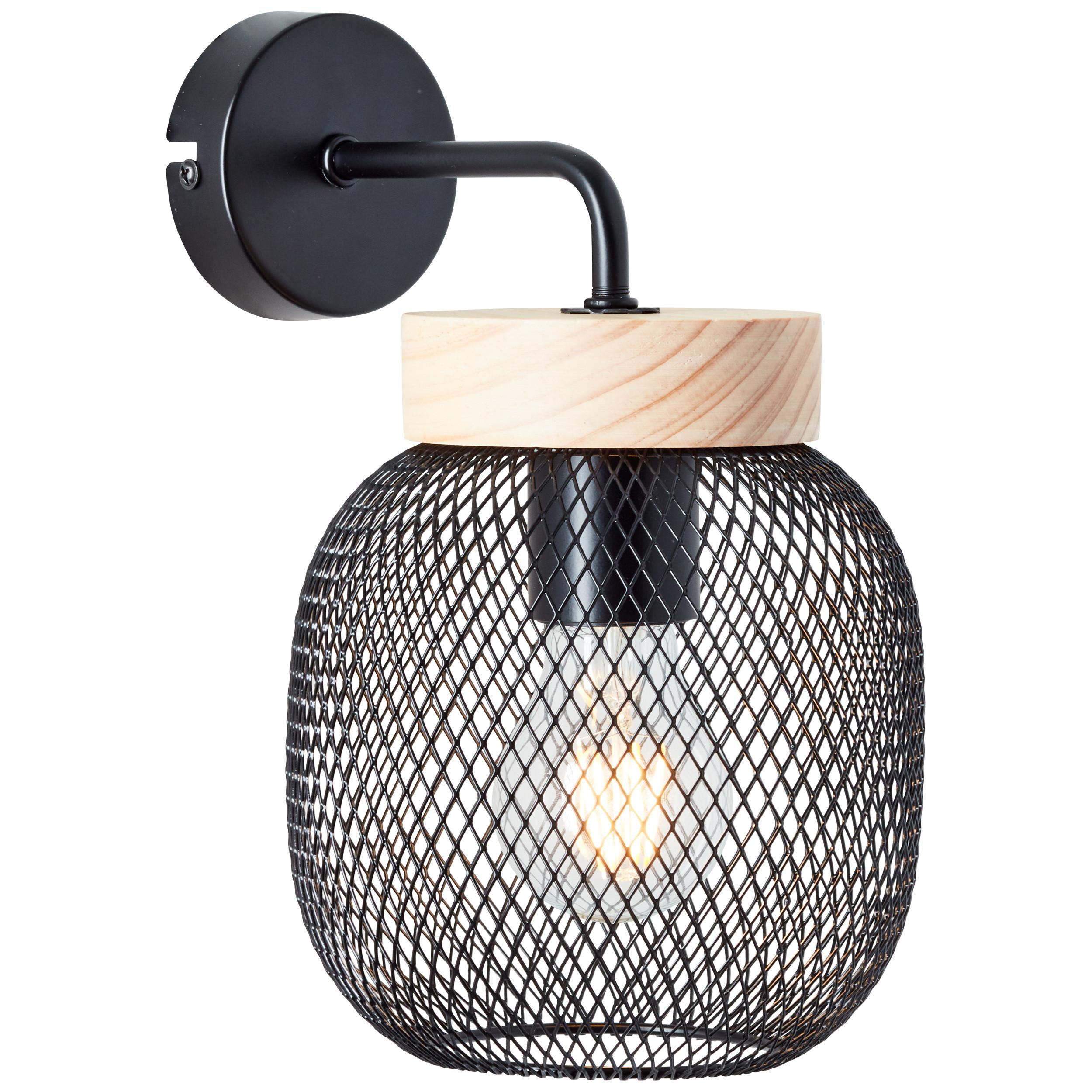 WANDLEUCHTE Giada 99107/76 - Schwarz, Holz (16/26.5/20cm) - Brilliant