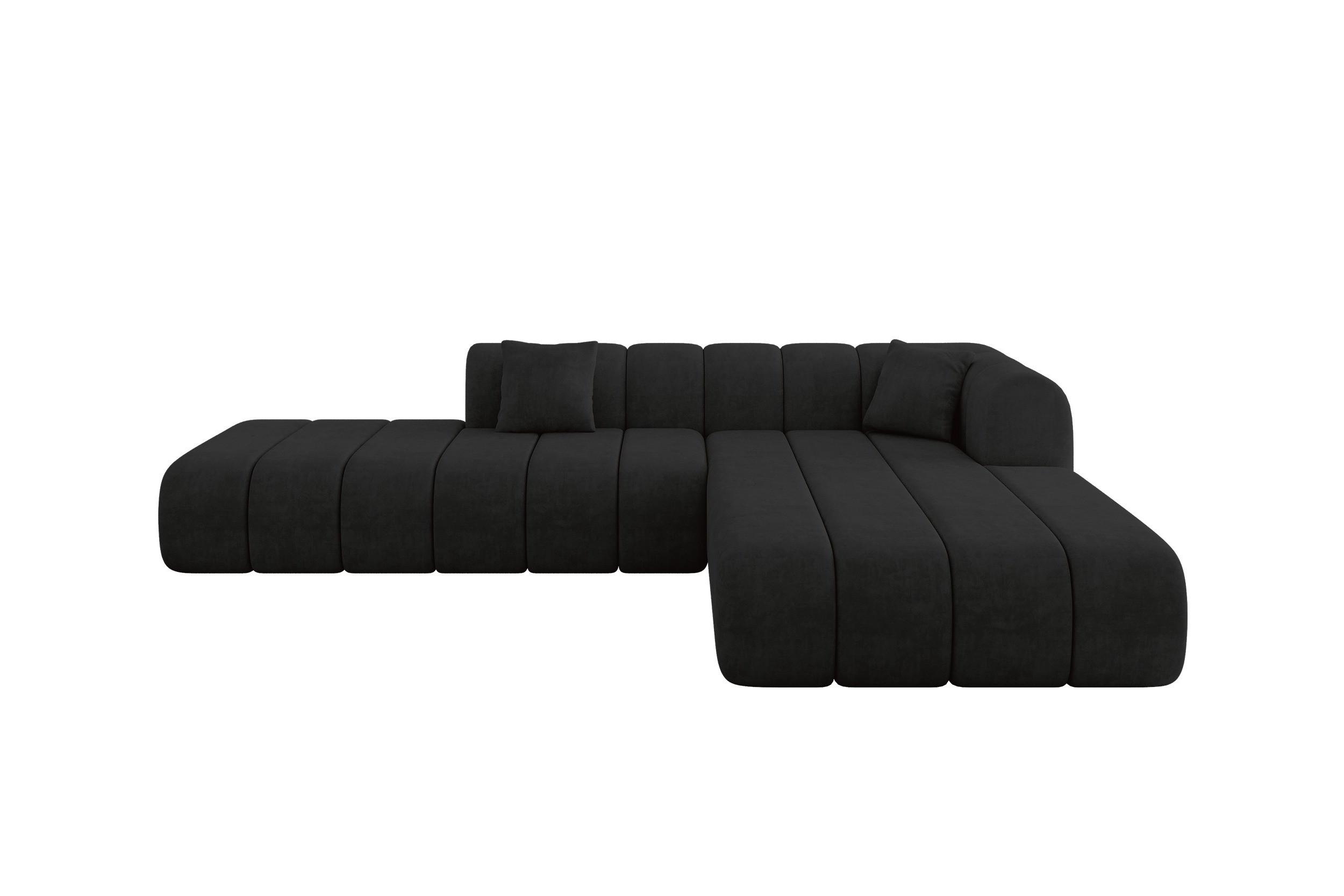 ECKSOFA Ottomane Rechts BILA-L 289x176x71 Schwarz Samt - Schwarz, Holzwerkstoff/Kunststoff (289/176cm) - ALTDECOR