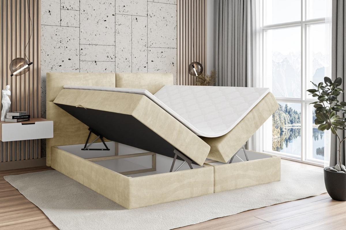 BOXBETT mit Matratze H4 und Lattenrost - BOXI3 - 140x200 cm - H4 - Beige - Beige, Holzwerkstoff (140/200cm) - ALTDECOR
