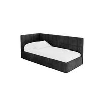 EINZELLBETT Jugendbett mit Bettkasten, Rechts - TULY 80x200 Schwarz - Anthrazit, Holzwerkstoff/Textil (80/200cm) - ALTDECOR