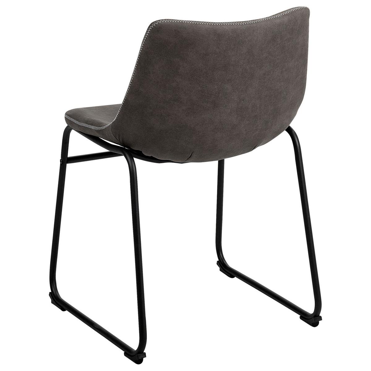 ESSZIMMERSTUHL 2er-Set Polsterbezug Grau Batavia - Grau, Textil/Metall (45/74/44cm) - Beliani