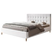 POLSTERBETT LUX Rio mit Kopfteil, 160 x 200 cm, Doppelbett mit Lattenrost aus Holz, Kunstleder Weiß, Füße in Farbe: Braun - Weiß, Holz/Textil (160/200cm) - Alpi-Möbel