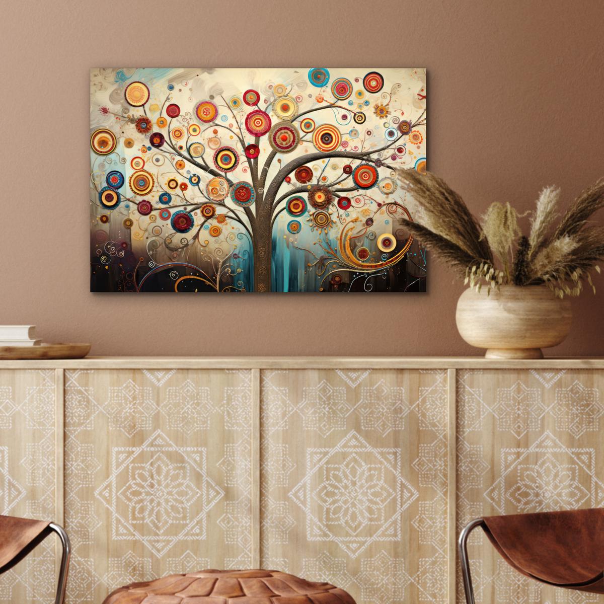 METALLBILD Baum - Baum des Lebens - Farbe Wandbild 60x40 cm - Braun, Metall (60/40cm) - MuchoWow