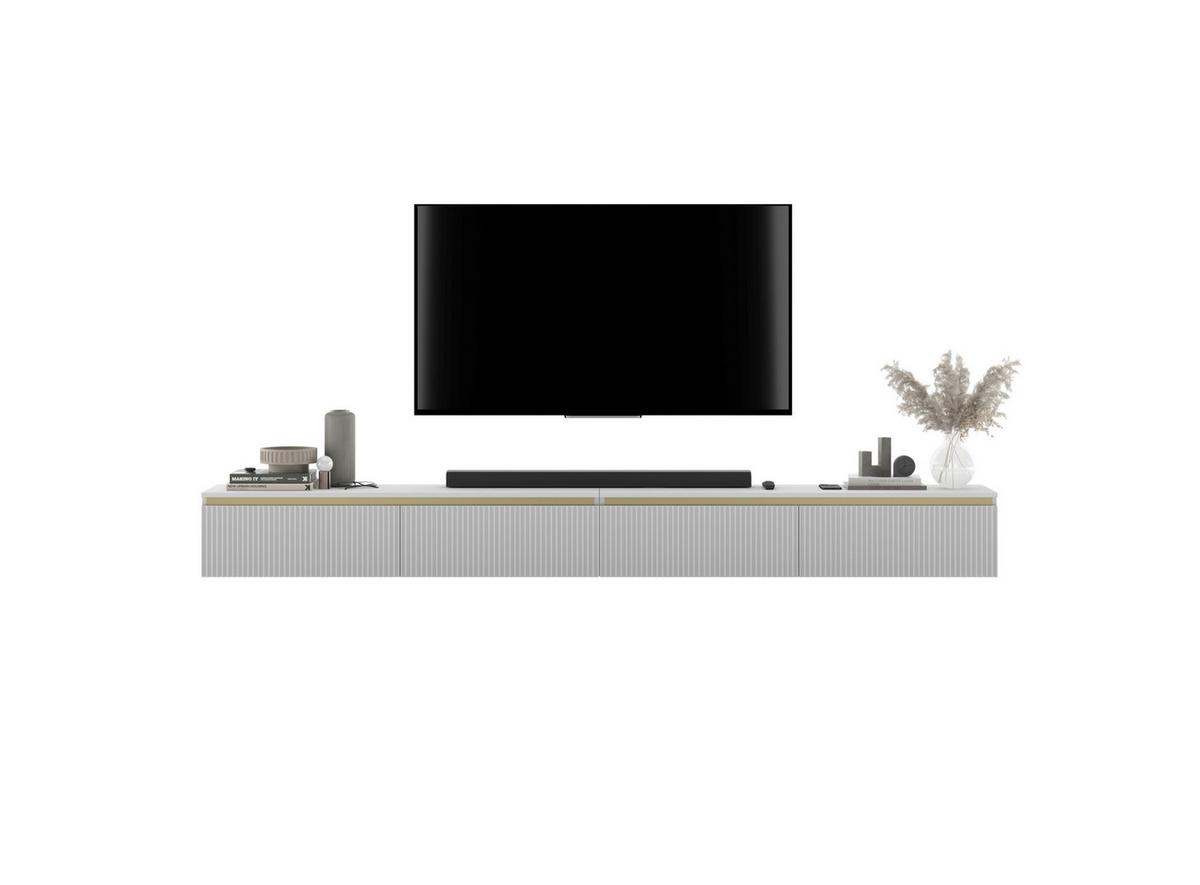 TV-LOWBOARD 2-er Set Selene Weiß Matt Glamour 140 cm - Weiß, Holzwerkstoff (280/30/35cm) - Meble Lindner