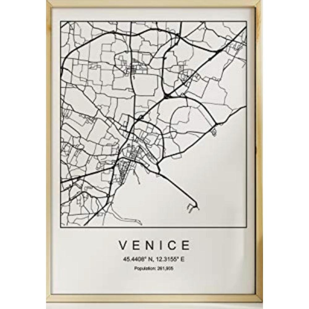 POSTER Venedig Minimalistische Stadtplanen A3 Rahmenlos - Klar, Papier (29.7/5/42cm) - Nacnic