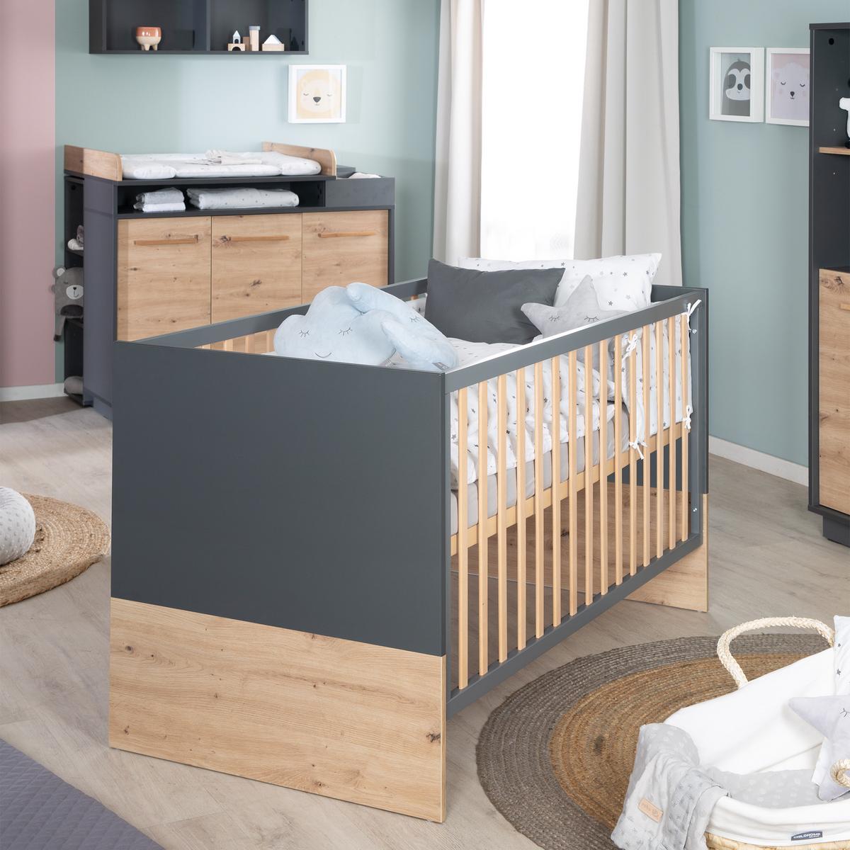 BABYBETT Lenn 70 x 140 cm - Anthrazit, Holzwerkstoff (70/140cm) - Roba