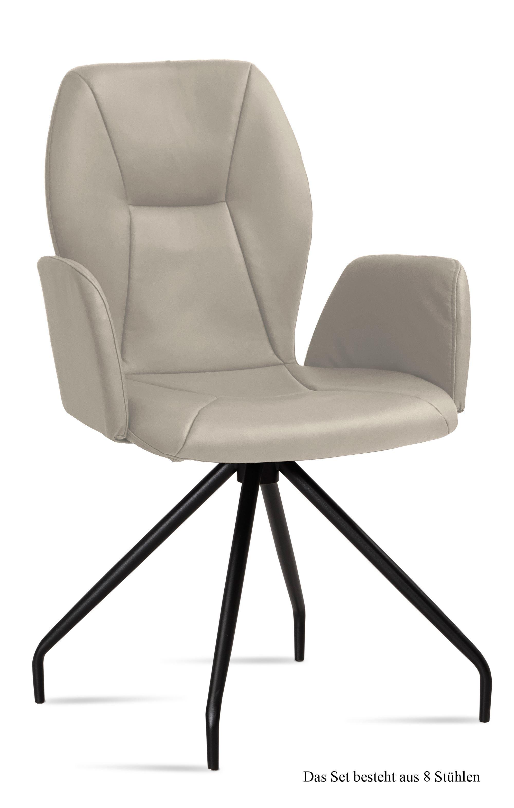 ARMLEHNSTUHL (8er-Set) Dionis 58x92x60 Schwarz/Natur - Schwarz/Naturfarben, Kunststoff (60/92/58cm) - 58aufmkessel