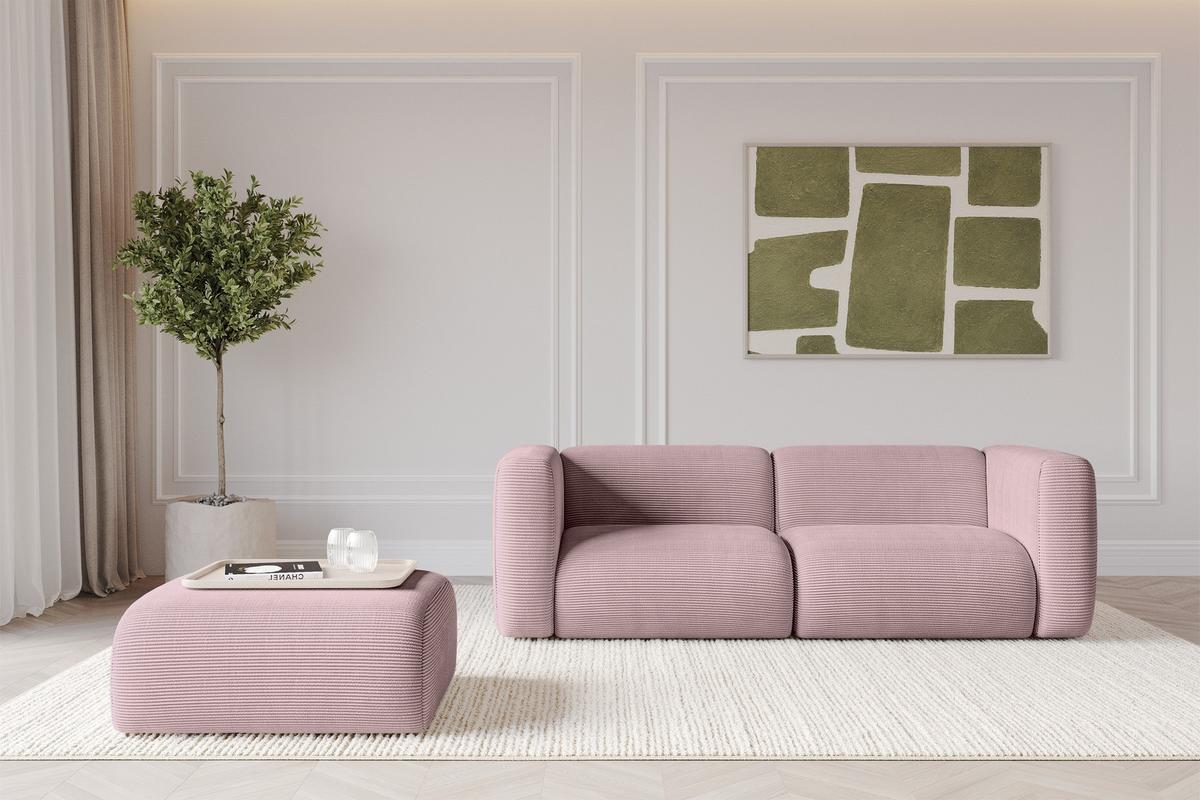 POUF MIRA-PUF 91x89x40 Rosa cm Cord Modular Sitzhocker - Schwarz/Rosa, Holzwerkstoff/Kunststoff (91/40/89cm) - ALTDECOR