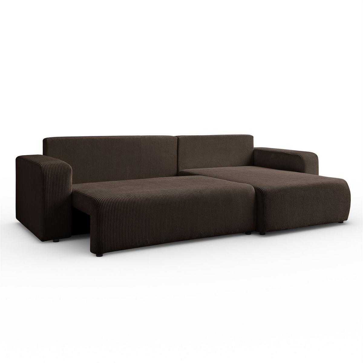 ECKSOFA Gepolstertes PRESTIGE XL mit Schlaffunktion und Bettkasten, Poso 06 - Braun, Textil (277/143cm) - Lookway