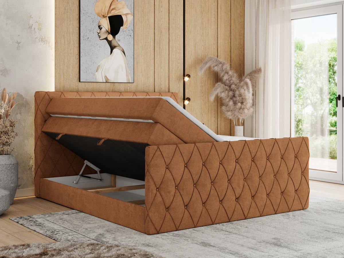 BOXSPRINGBETT MIREN KING DUO 140/200 Orange Struktur - H3 - Orange, Holz/Textil (140/200cm) - MKS