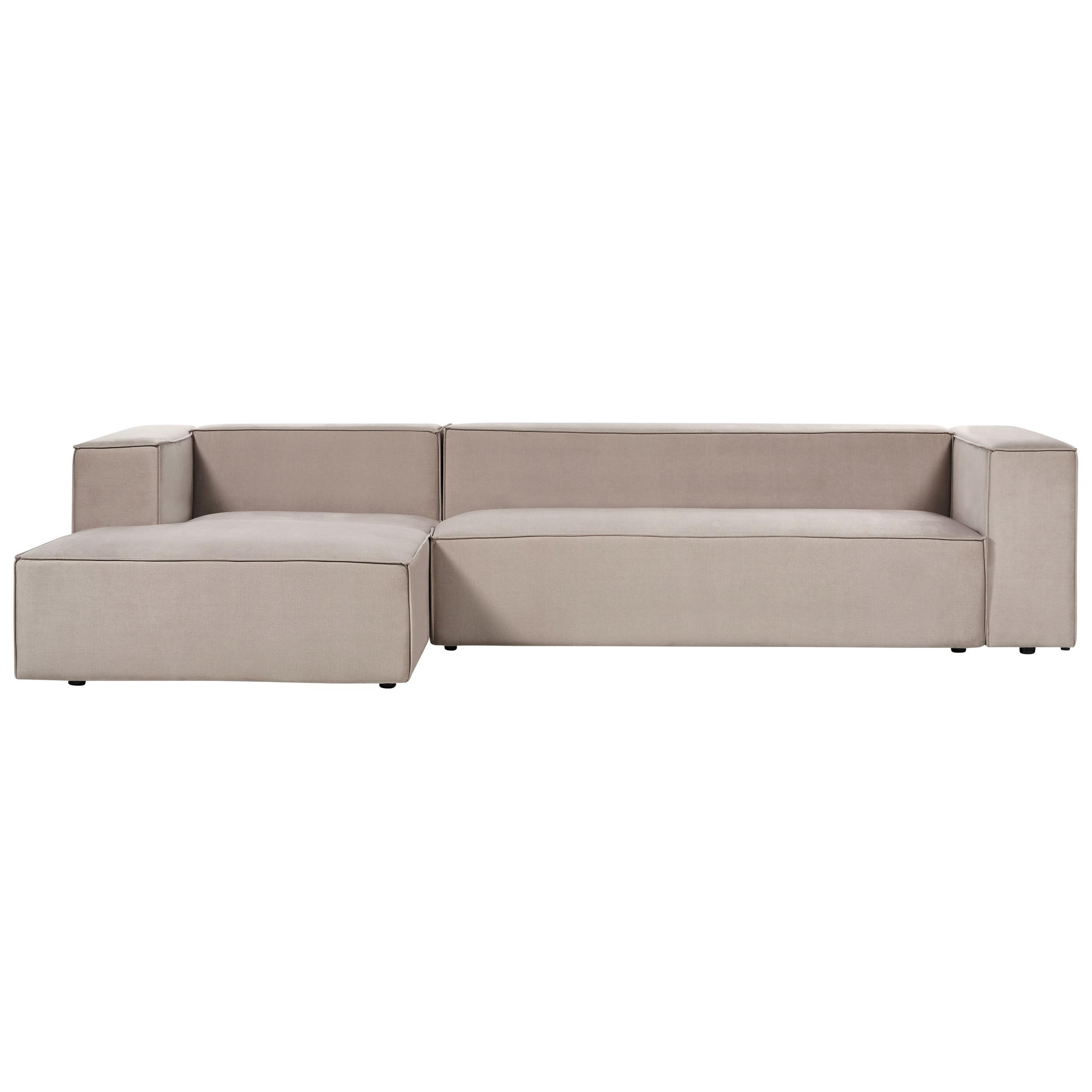 3-SITZER-ECKSOFA Samtstoff taupe linksseitig Vernon - Taupe, Textil (330/178cm) - Beliani