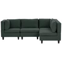ECKSOFA Modul 4-Sitzer linksseitig Dunkelgrün Stoff Unstad - Schwarz/Grün, Textil (228/152cm) - Beliani