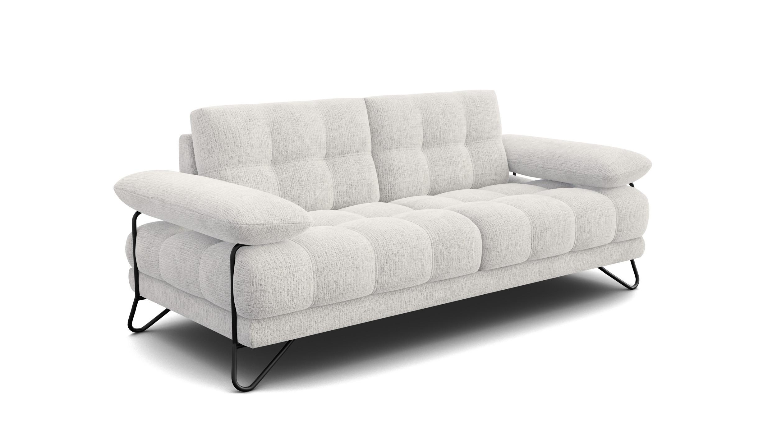 SOFA BUBBARA 2,5-Sitzer, creme - Creme/Schwarz, Holz/Textil (215/87/96cm) - Wozimo