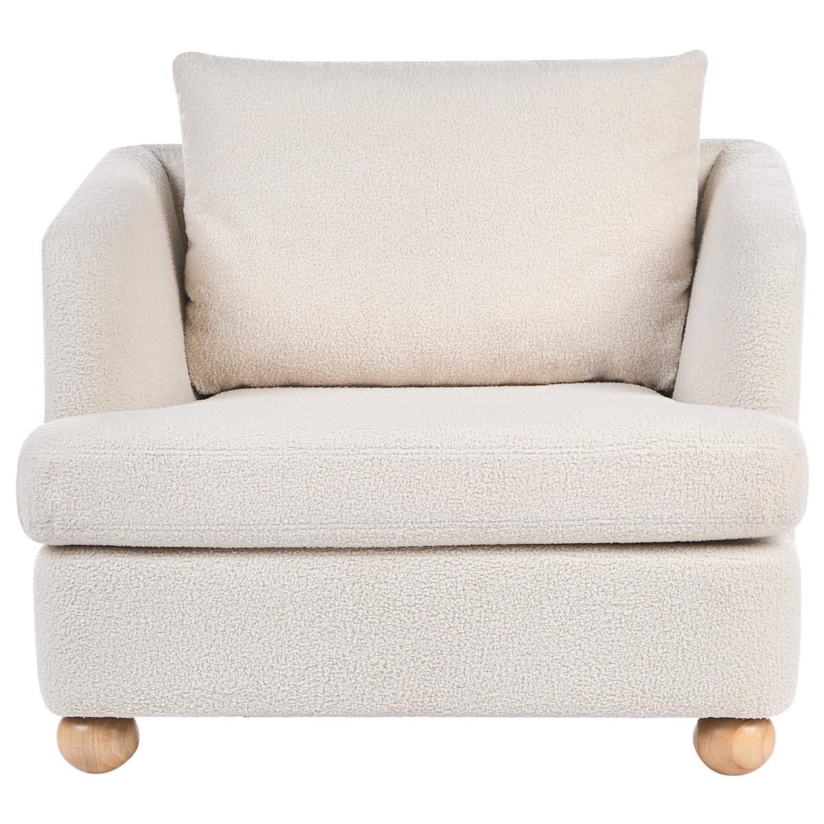 SESSEL Bouclé Cremeweiß Rattvik - Hellbraun/Weiß, Textil (98/86/82cm) - Beliani