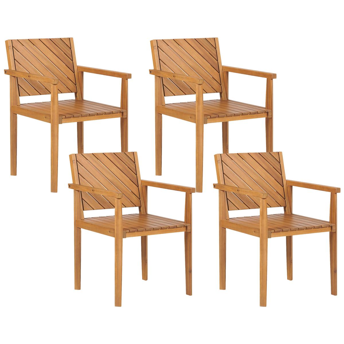 GARTENMÖBEL SET 4-Sitzer Akazienholz hellbraun Baratti - Hellbraun, Holz - Beliani