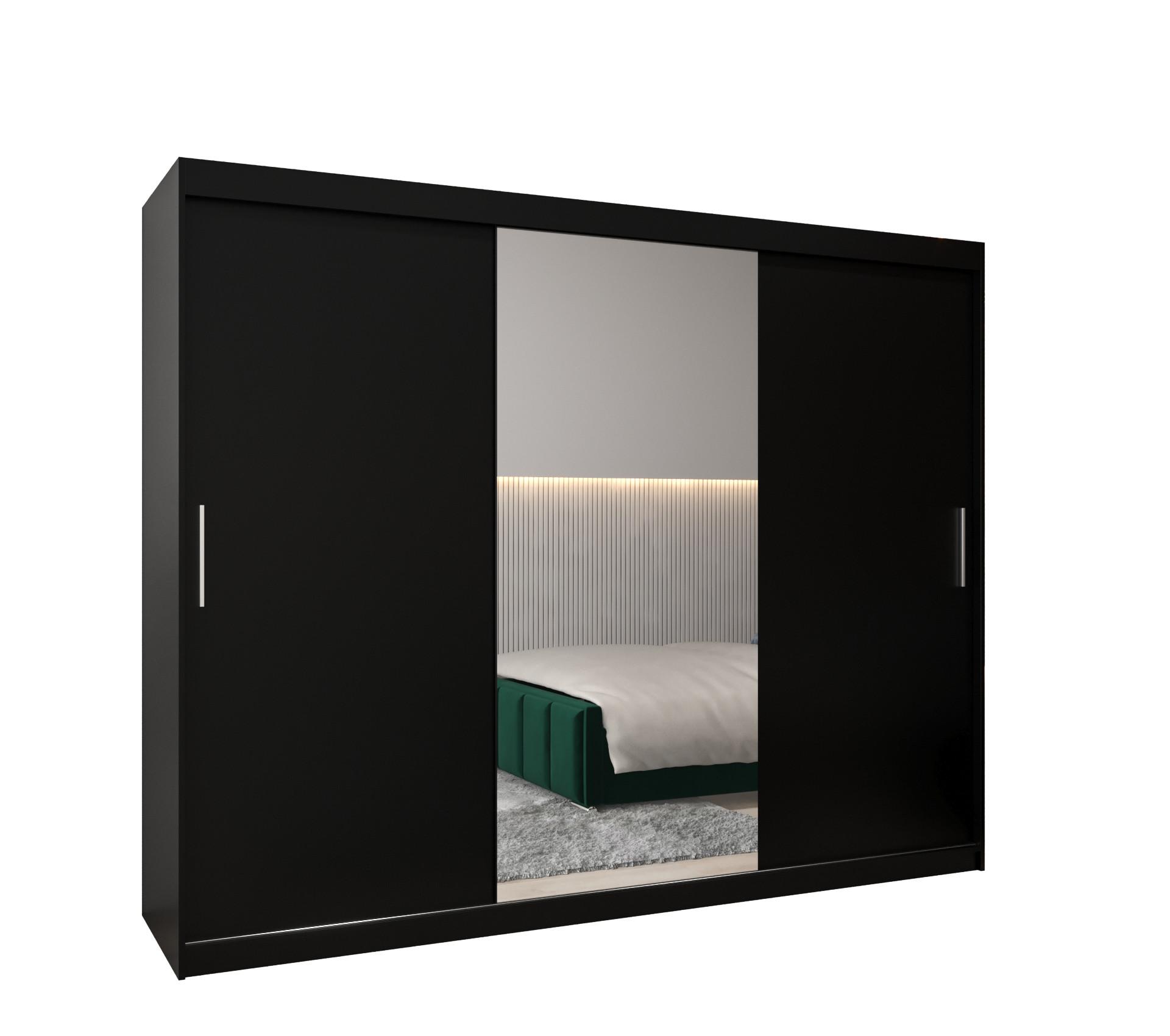 SCHIEBETÜRENSCHRANK mit Spiegel TOKYO 1 200/250/62 3-türig - Silberfarben/Schwarz, Holz/Kunststoff (250/200/62cm) - MÖBEL KRYSPOL