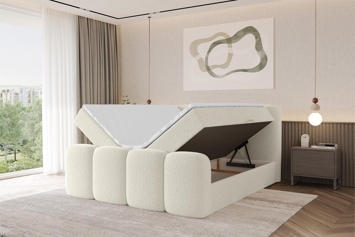 BOXBETT mit Matratze H4 und Lattenrost - NINA-Z - 200x200 cm Quelle - Beige - Sandfarben, Holzwerkstoff (200/200cm) - ALTDECOR