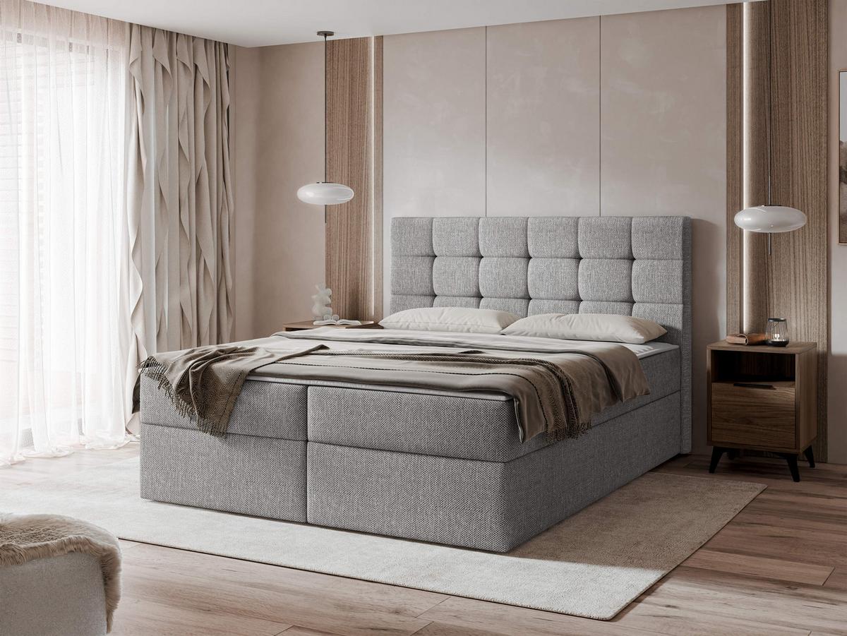 BOXBETT Luanda - H3 - Hellgrau, Holzwerkstoff/Textil (160/200cm) - MIRJAN24