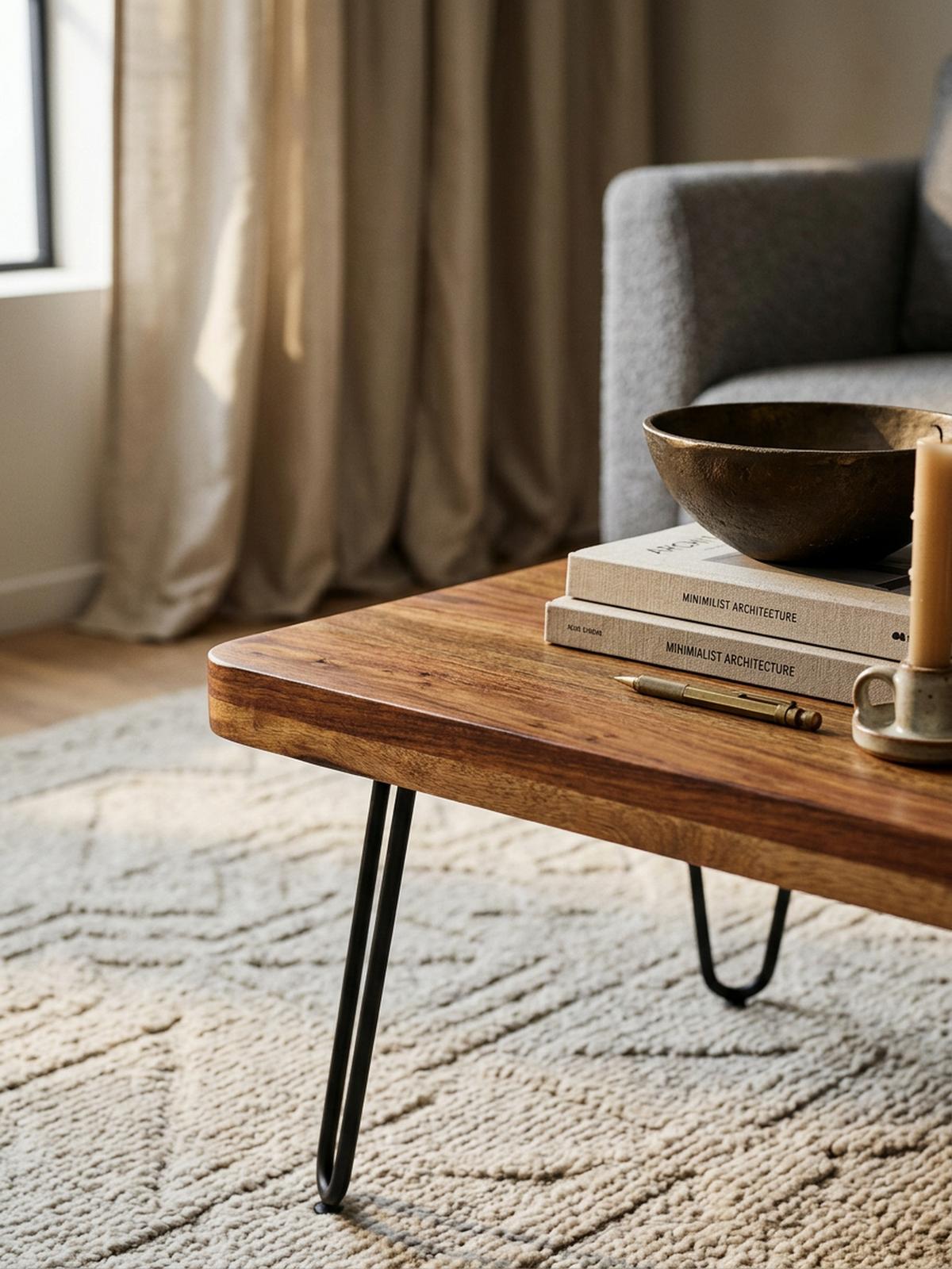 COUCHTISCH aus Massivholz mit Metallbeinen, handgefertigt, einzigartige Maserung, Braun 115x60x40 cm - Schwarz/Braun, Holz/Metall (60/115/40cm) - KADIMA DESIGN