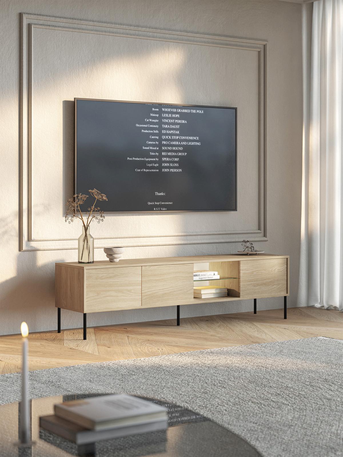 TV-SCHRANK Modivi Holzoptik Eiche 175 cm - Eichefarben/Schwarz, Holzwerkstoff/Metall (175/47.5/31.2cm) - Selsey
