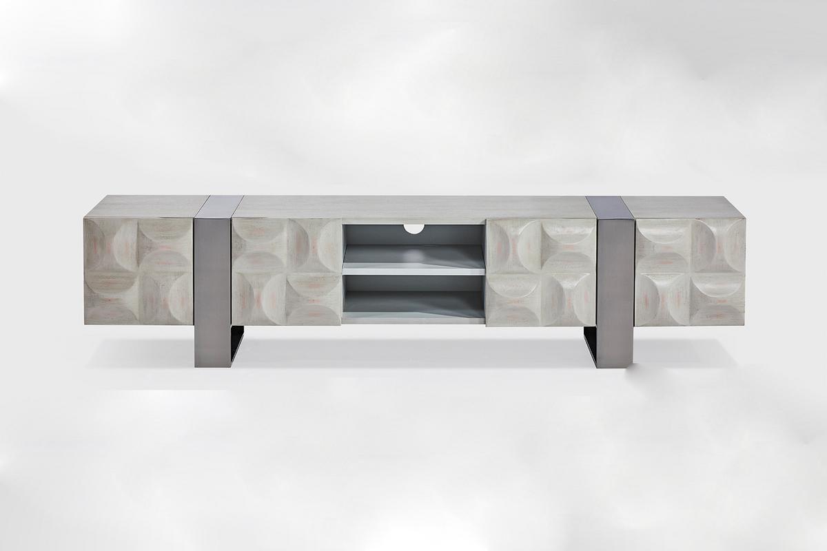 LOWBOARD MARGO Grau Holz, Metall - Grau, Holzwerkstoff/Metall (180/42/40cm) - KAWOLA
