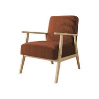 SESSEL Retro Cord - Hellgrau/Naturfarben, Holz/Textil (59/76/67cm) - MIRJAN24