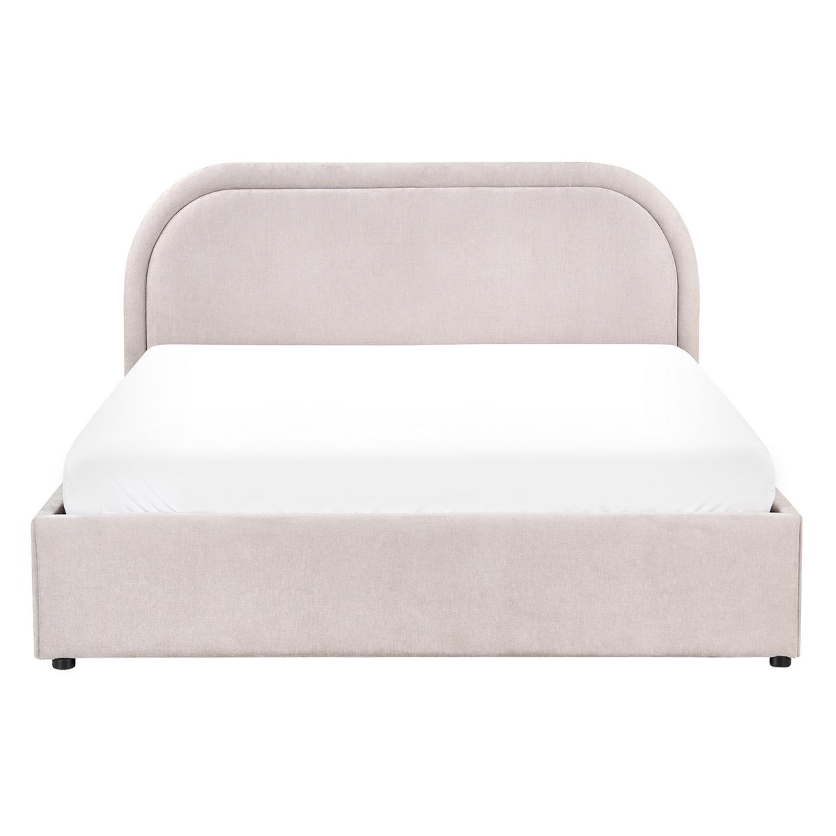 BETT mit Stauraum 140/200 cm Chenillegewebe Taupe Quillien - Taupe, Textil (140/200cm) - Beliani
