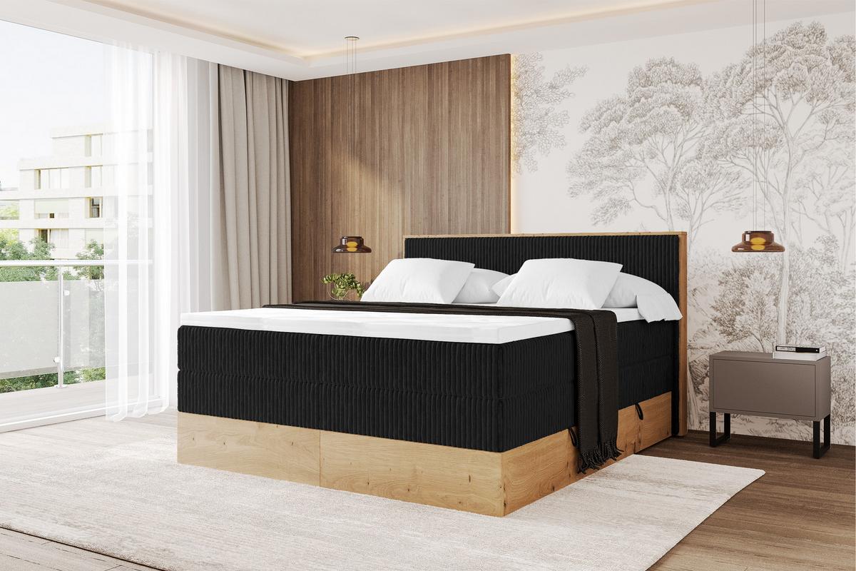 BOXSPRINGBETT LOLLI9 -KING 140x200 - H3/H4 Schwarz - Schwarz, Holzwerkstoff (140/200cm) - ALTDECOR