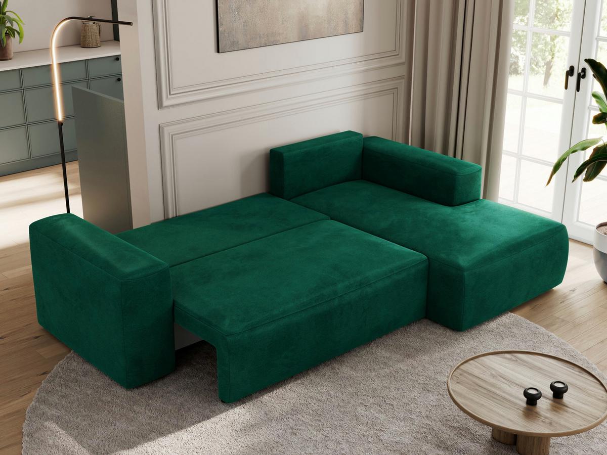 ECKSOFA TRENTINO L Dunkelgrün Velvet - Rechts - Dunkelgrün/Schwarz, Kunststoff/Textil (164/266cm) - MKS