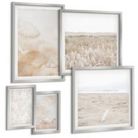 BILDER SET 5er Set - 50x50 cm & 20x30 cm & 40x60 cm Silberner Rahmen - Modische Pastelltexturen - Silberfarben, Kunststoff (40/60cm) - TULUP