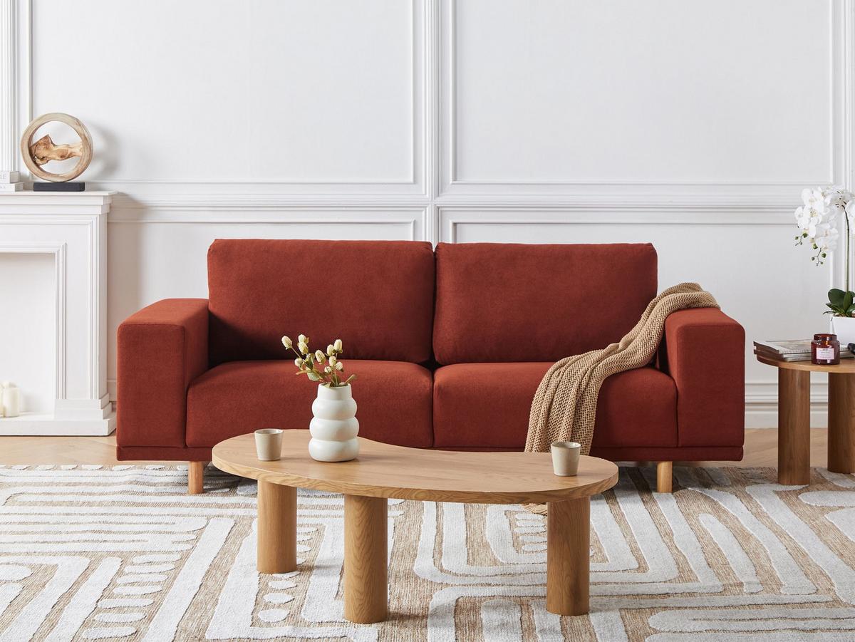 3-SITZER-SOFA Stoff Rot Nivala - Rot, Textil (220/76/84cm) - Beliani