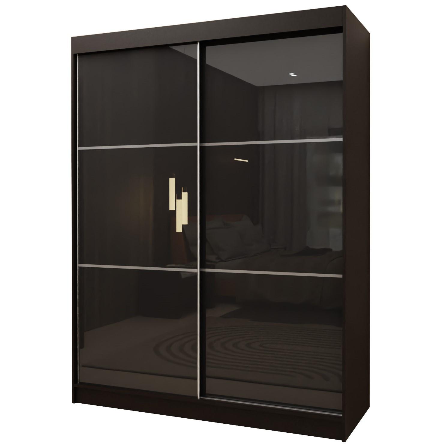 SCHWEBETÜRENSCHRANK VITALE 150/216/61 cm 2-türig Schwarz - Schwarz, Holzwerkstoff (150/216/61cm) - MASSENO
