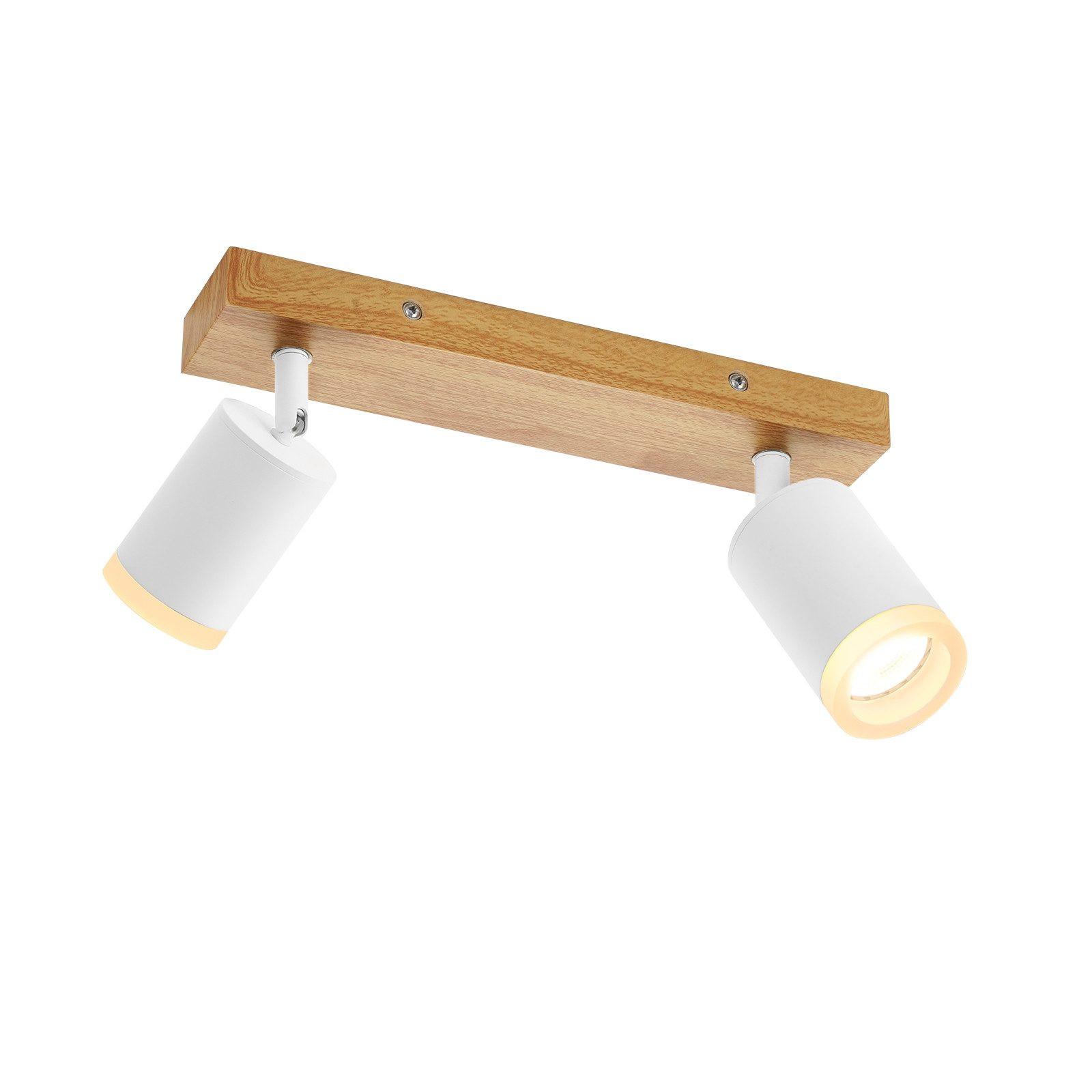 DECKENSTRAHLER Darmstadt 2-flammig 28/6/15 cm - Weiß, Holz (28/6/15cm) - Nettlife