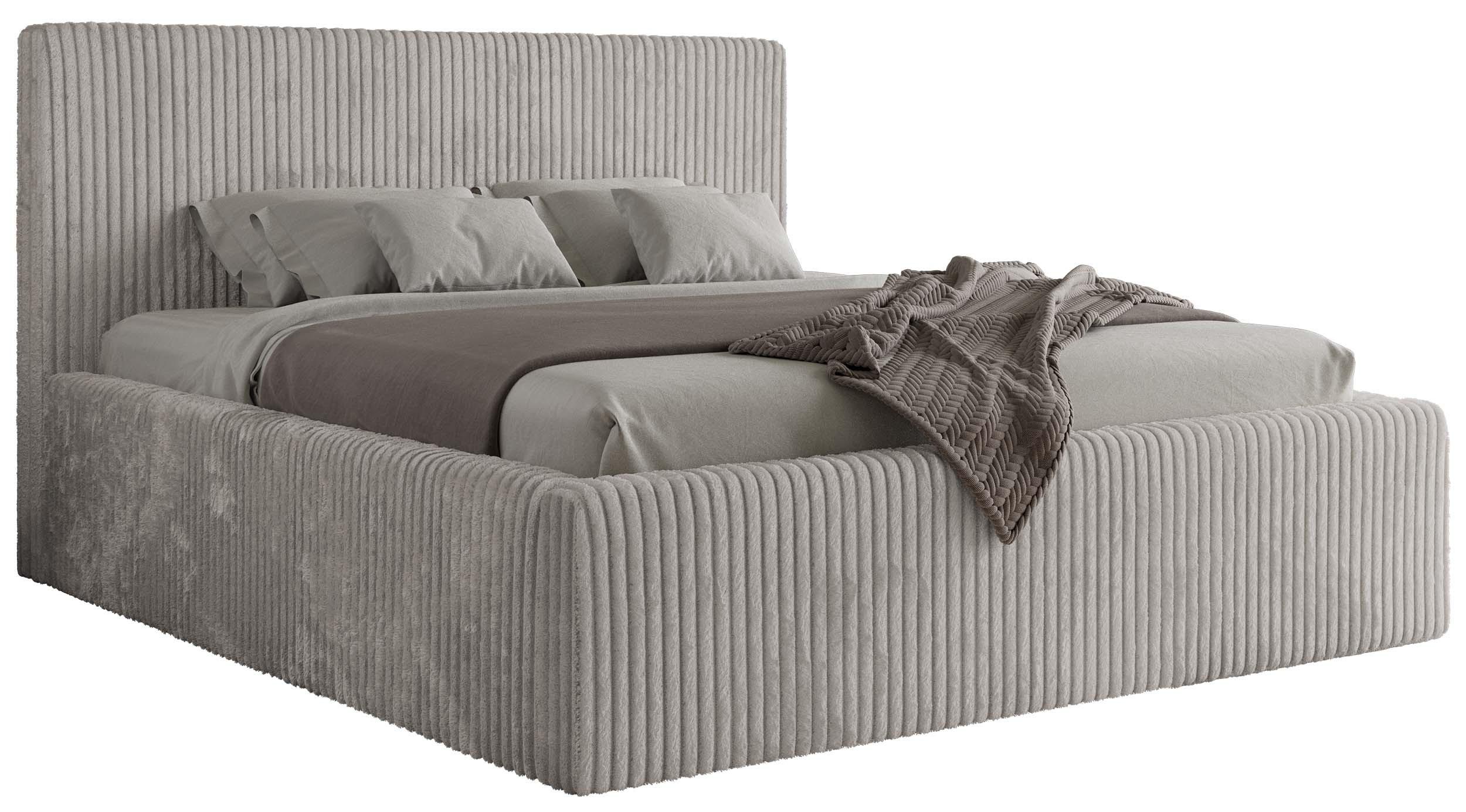POLSTERBETT TILIANO CLASSIC 140/200 - Hellgrau Cord - Schaum-Matratze - Hellgrau, Textil (140/200cm) - MKS