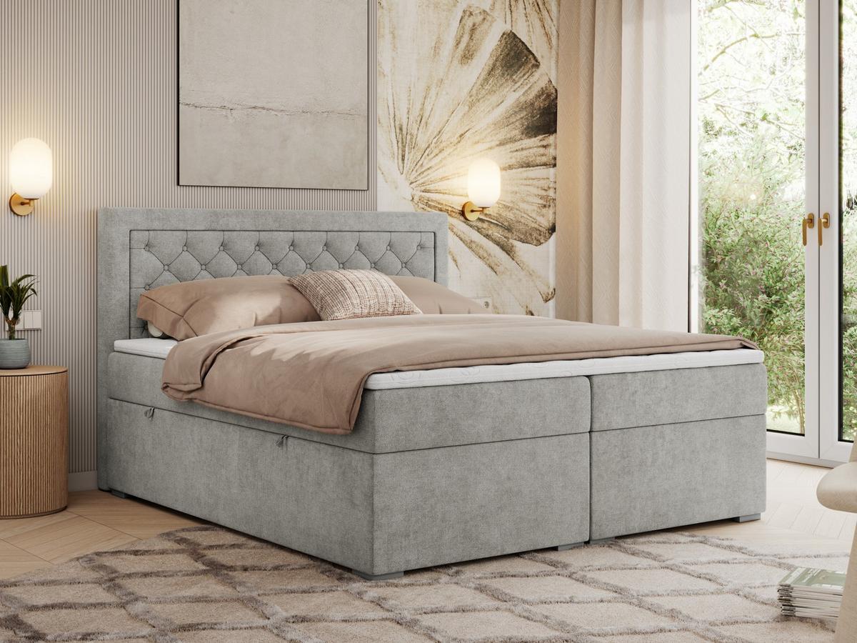 BOXBETT JASIR 120/200 - Braun Kunstleder - H3 - Braun, Holz/Textil (120/200cm) - MKS