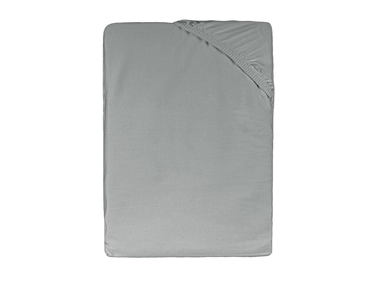 SPANNBETTLAKEN BasicSoft Baumwoll-Jersey mit Elasthan silber-grau 180-200/200 cm - Grau, Textil (180/200cm) - beties Heimtextil