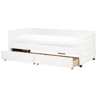 TAGESBETT mit Stauraum 90x200 cm Weiß Marray - Creme, Textil (90/200cm) - Beliani