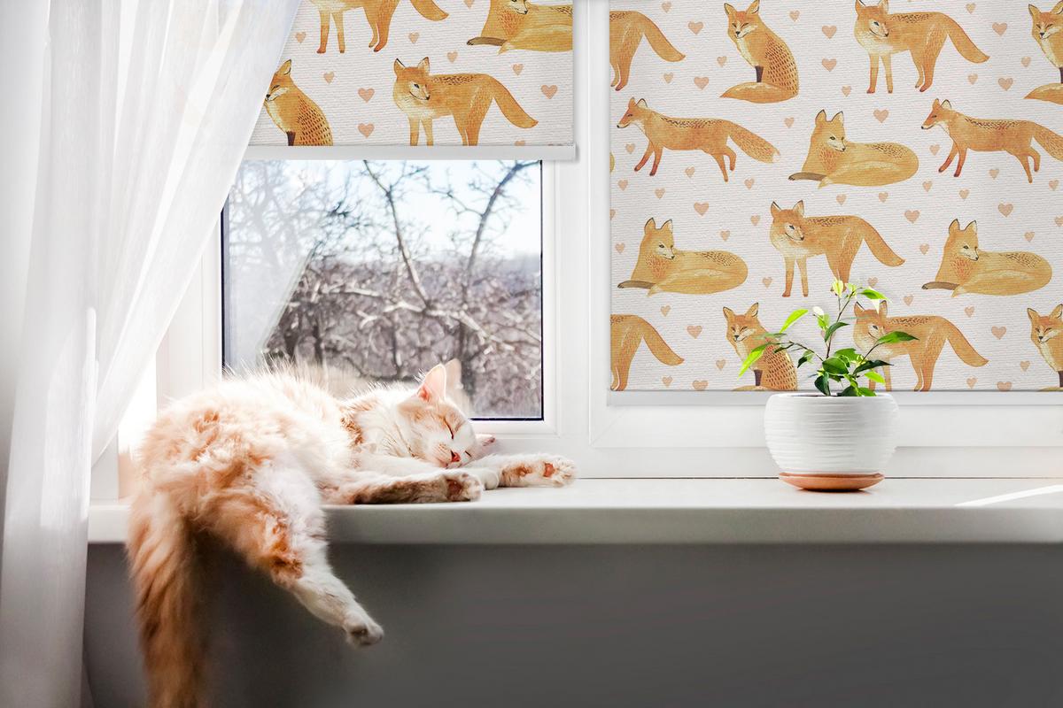 INNENROLLO - Fensterrollo - Rollo - 90x180 cm - Füchse - Orange, Kunststoff (90/180/0.5cm) - TULUP